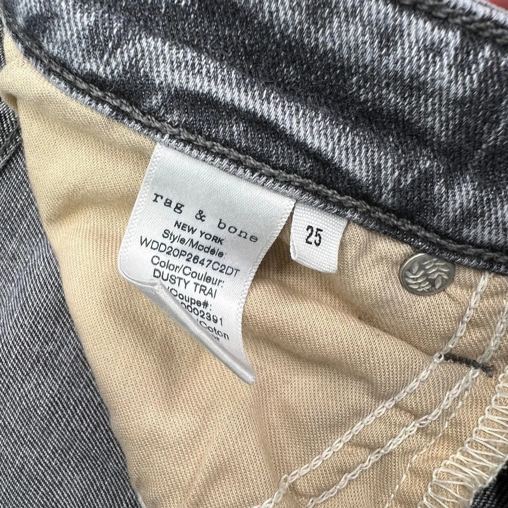 Rag & Bone Nina High-Rise Ankle Cigarette Jeans Womens 25 Grey Acid Wash Stretch
